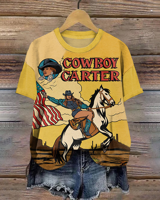 In Honor The Cowboy Carter Tour Crew Neck Short Sleeve Tshirt