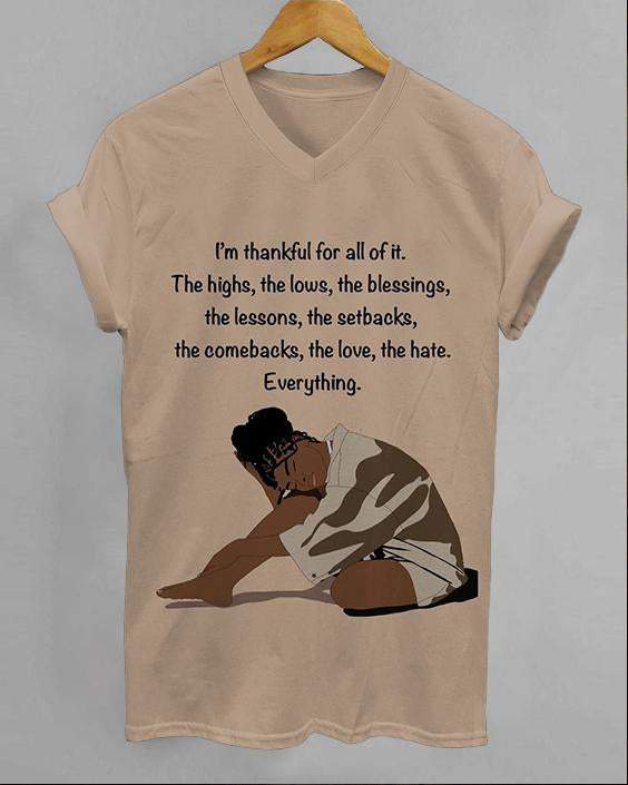 I'm Thankful for All of It V-neck Short Sleeve Tshirt