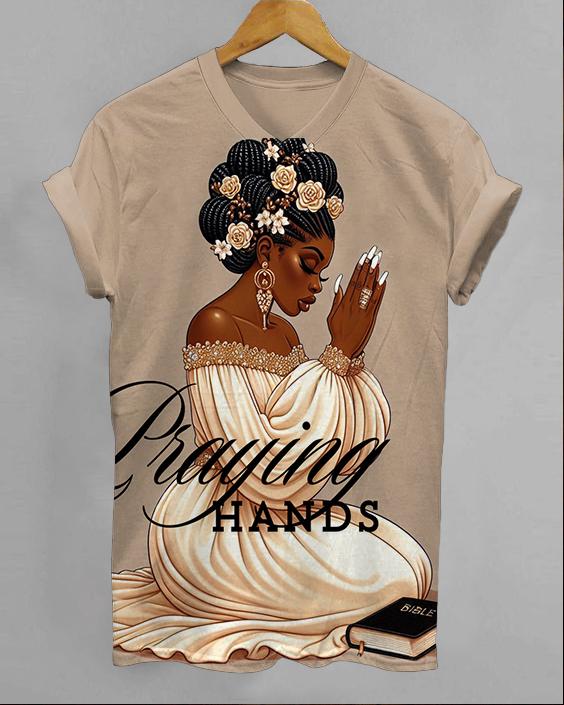Praying Hands V-neck Short Sleeve Tshirt