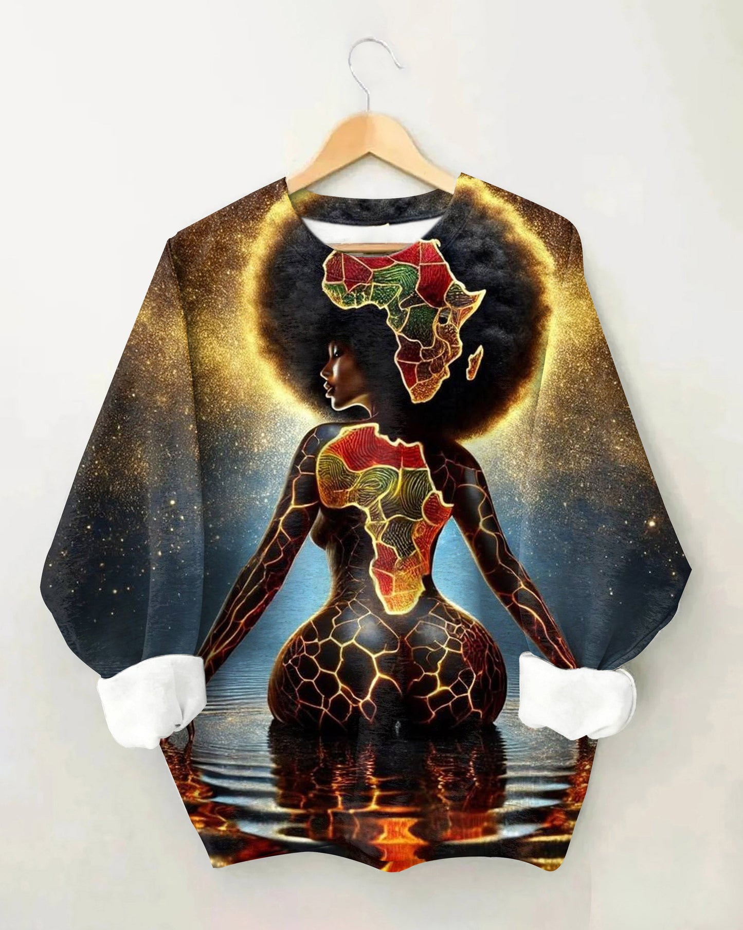 Afro African Girl Art Crewneck Long Sleeve Sweatshirt