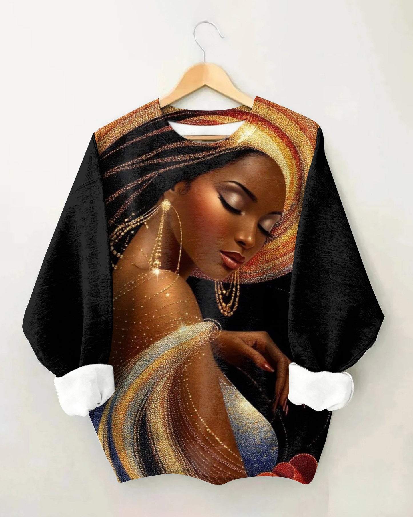 Beautiful Brown Woman Crewneck Long Sleeve Sweatshirt