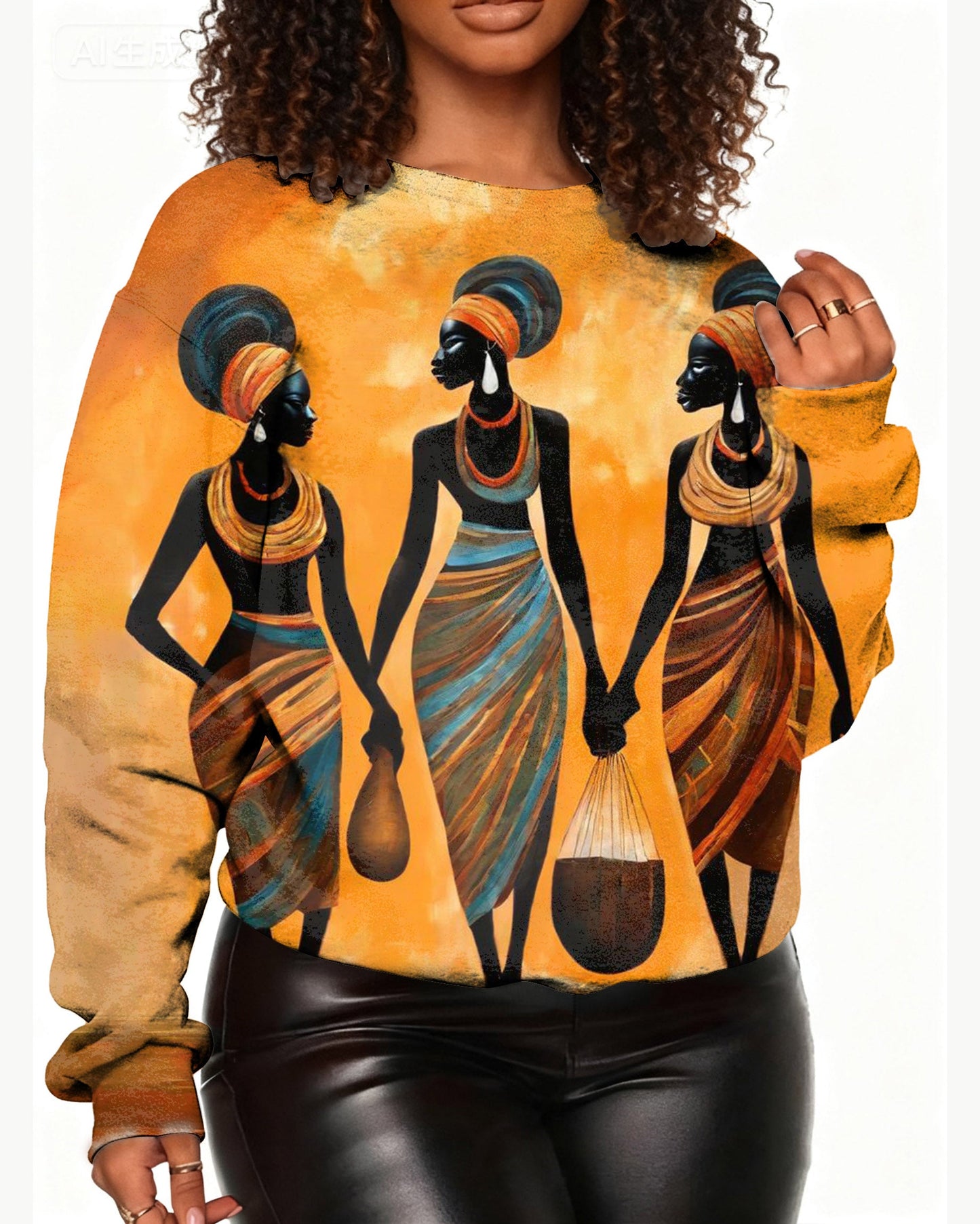 Fabulous Black Woman Art Crewneck Long Sleeve Sweatshirt
