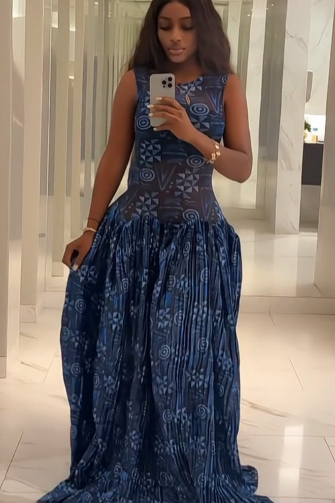 Adinkra Pleated Maxi Dress