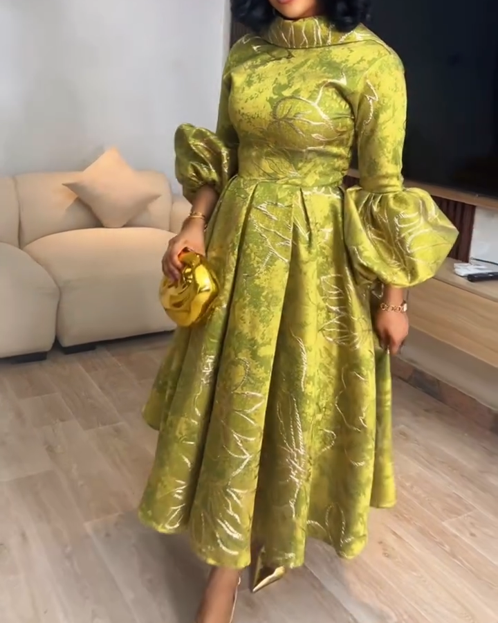 Women's Fashion Elegant Three-quarter Sleeve Midi Dress