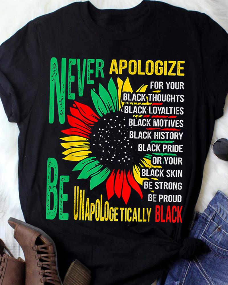 Contrasting Letters Sunflower Juneteenth Print Ladies Short Sleeve T-Shirt