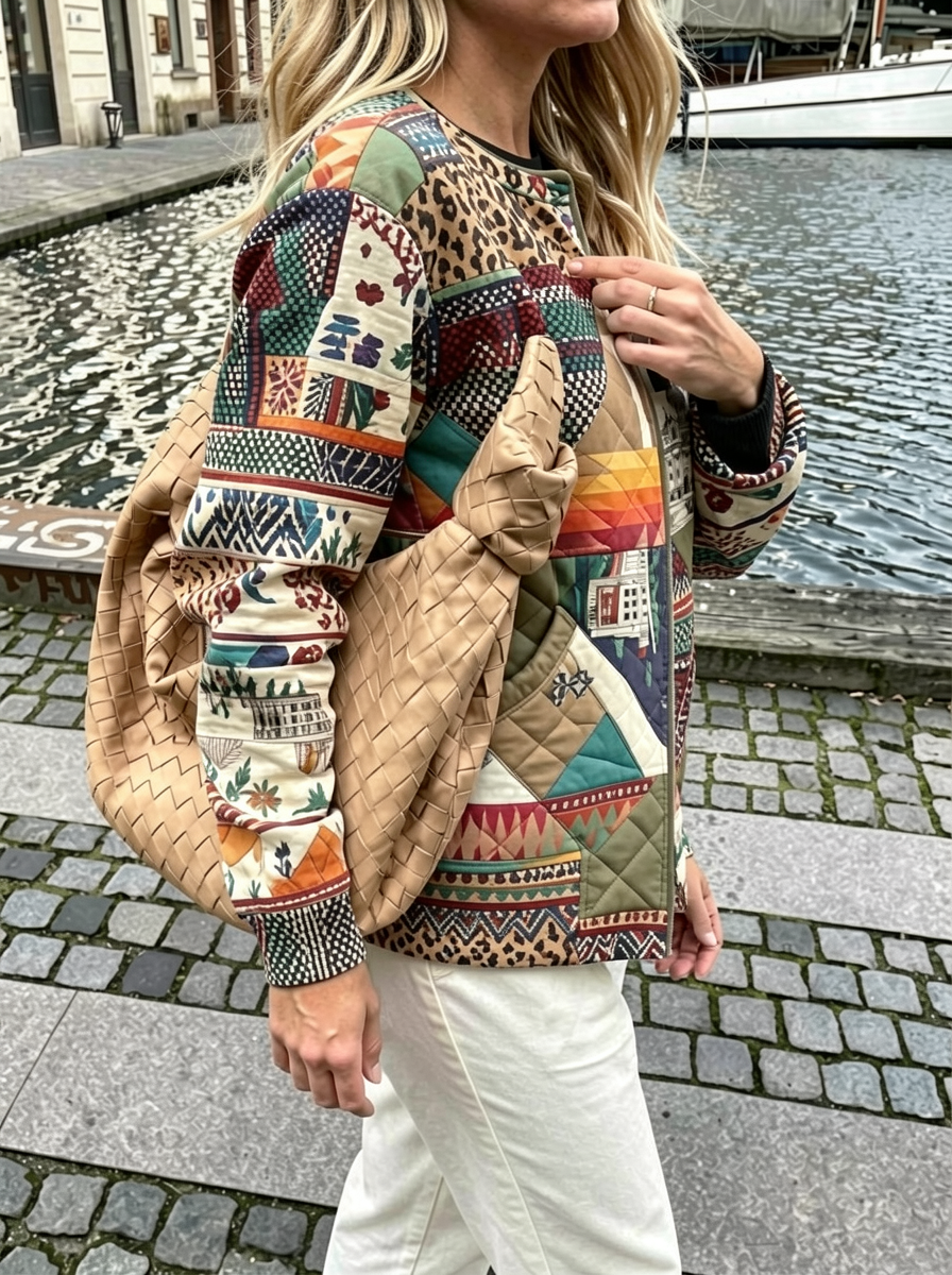 Cityscape Patchwork Quilted Jacket