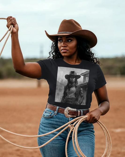 Western Style Rodeo Queen Cotton Crew Neck Short Sleeve Tshirt
