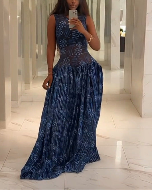 Adinkra Pleated Maxi Dress