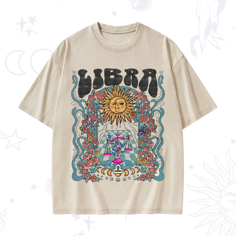 Libra Spirit Zodiac Washed T-Shirt