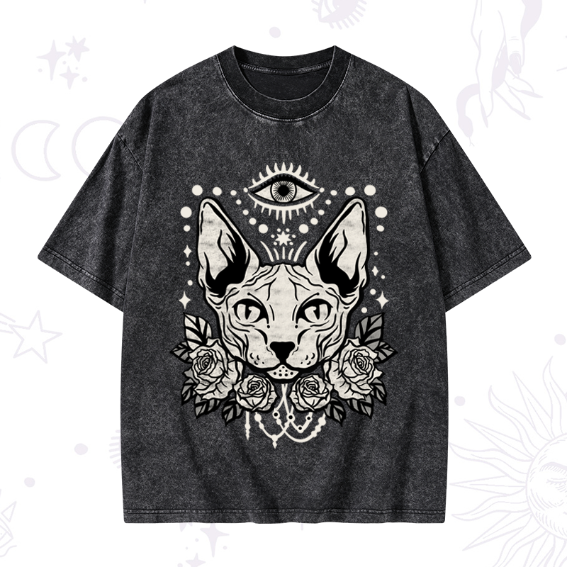 Mystical Cat Washed T-Shirt