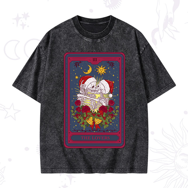 Christmas The Lovers Tarot Washed T-Shirt