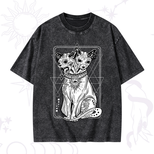 The Cat Goddess Bastet Washed T-Shirt