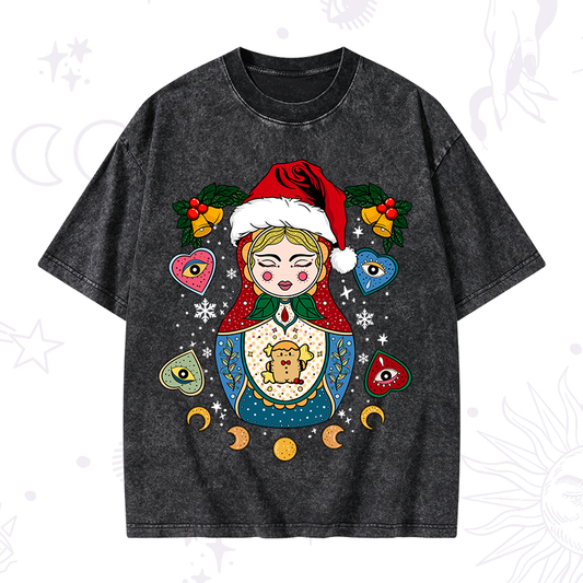 Christmas Nesting Doll Washed T-Shirt