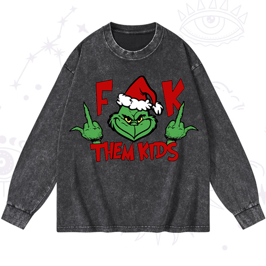 Feeling Extra Grinchy Today Christmas Washed Long Sleeve Shirt