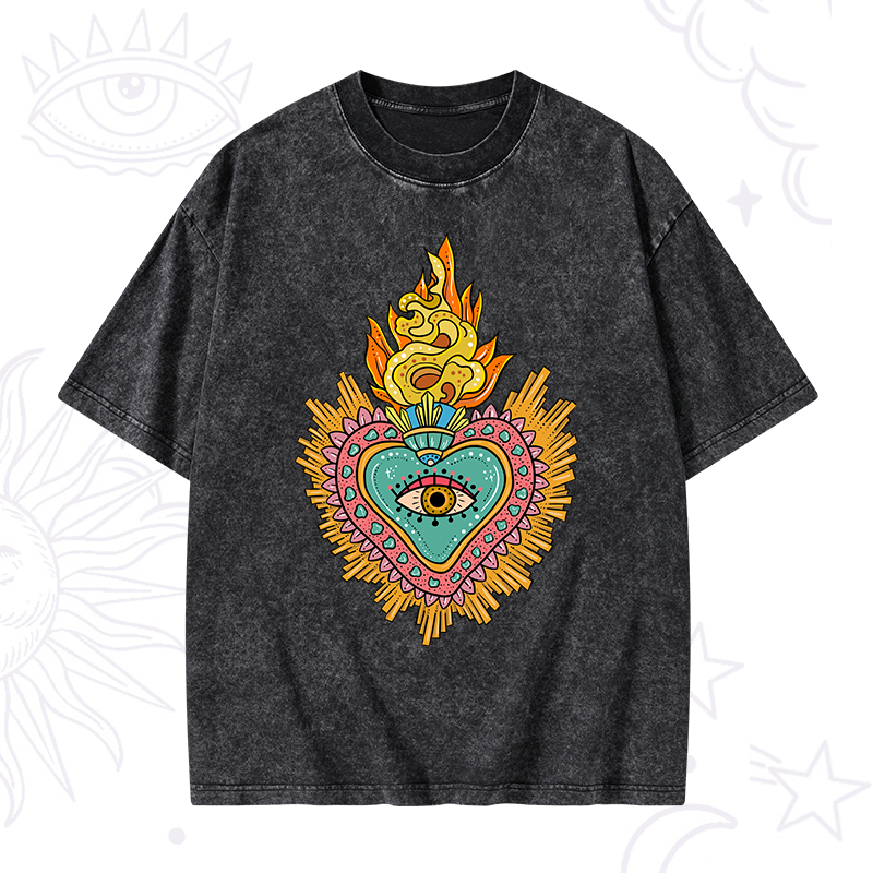 Rainbow Sacred Heart Washed T-Shirt