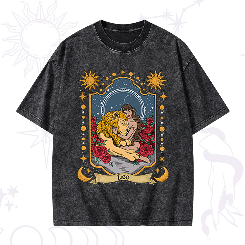 Leo Zodiac Washed T-Shirt