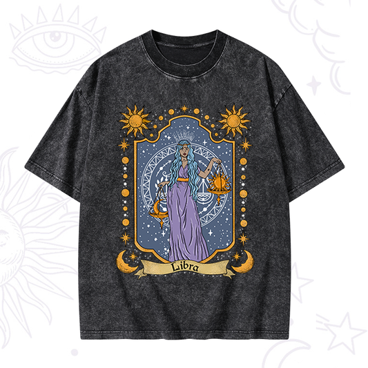 Libra Zodiac Washed T-Shirt