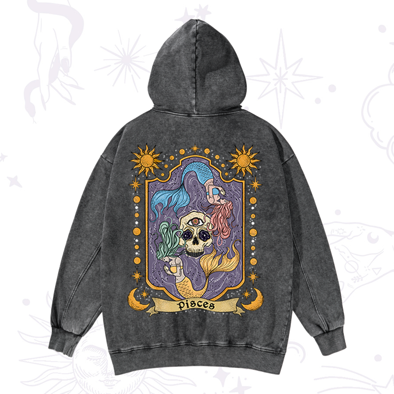 Pisces Zodiac Washed Hoodie