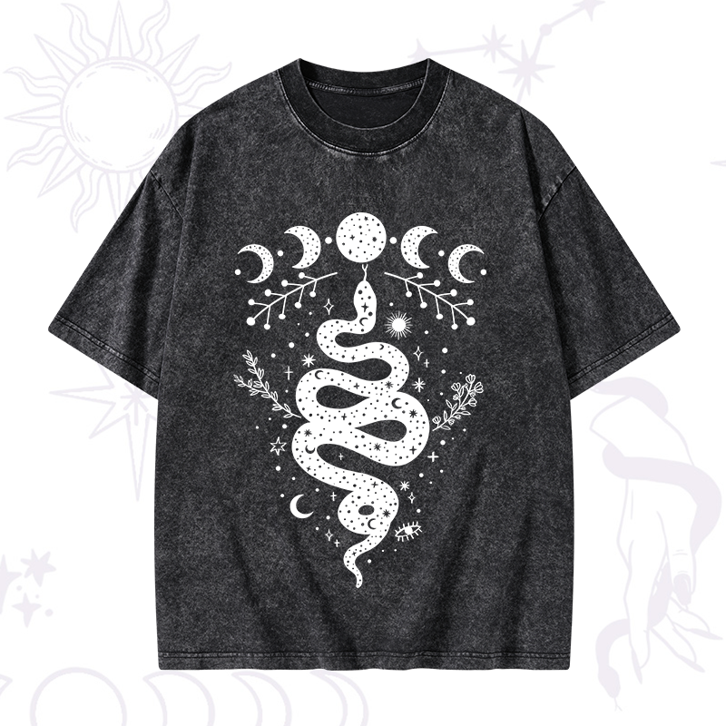 Snake And Moon Phase Comfort Washed T-Shirt