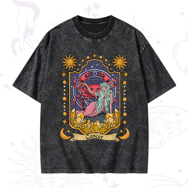 Cancer Zodiac Washed T-Shirt