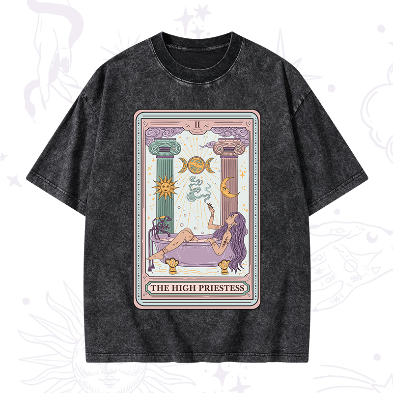 The High Priestess Tarot Washed T-Shirt