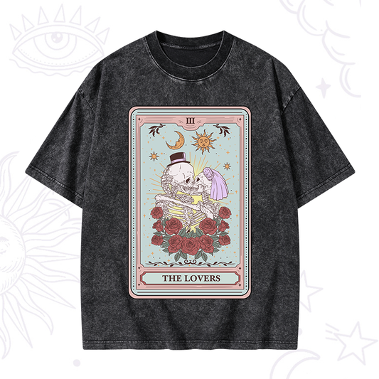 The Lovers Tarot Washed T-Shirt