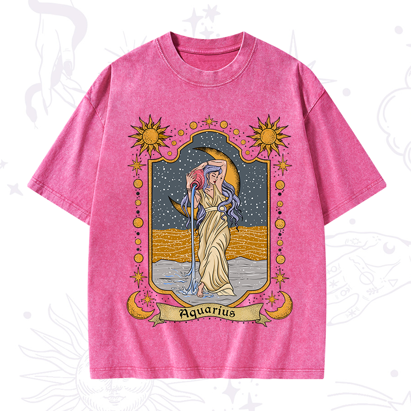 Aquarius Zodiac Washed T-Shirt