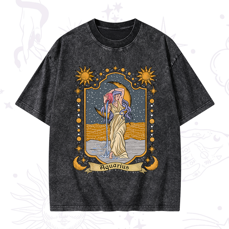 Aquarius Zodiac Washed T-Shirt