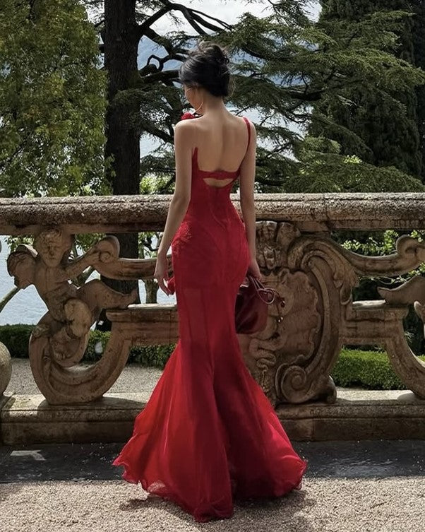 Corset Lace-Up Mermaid Gown With Gloves