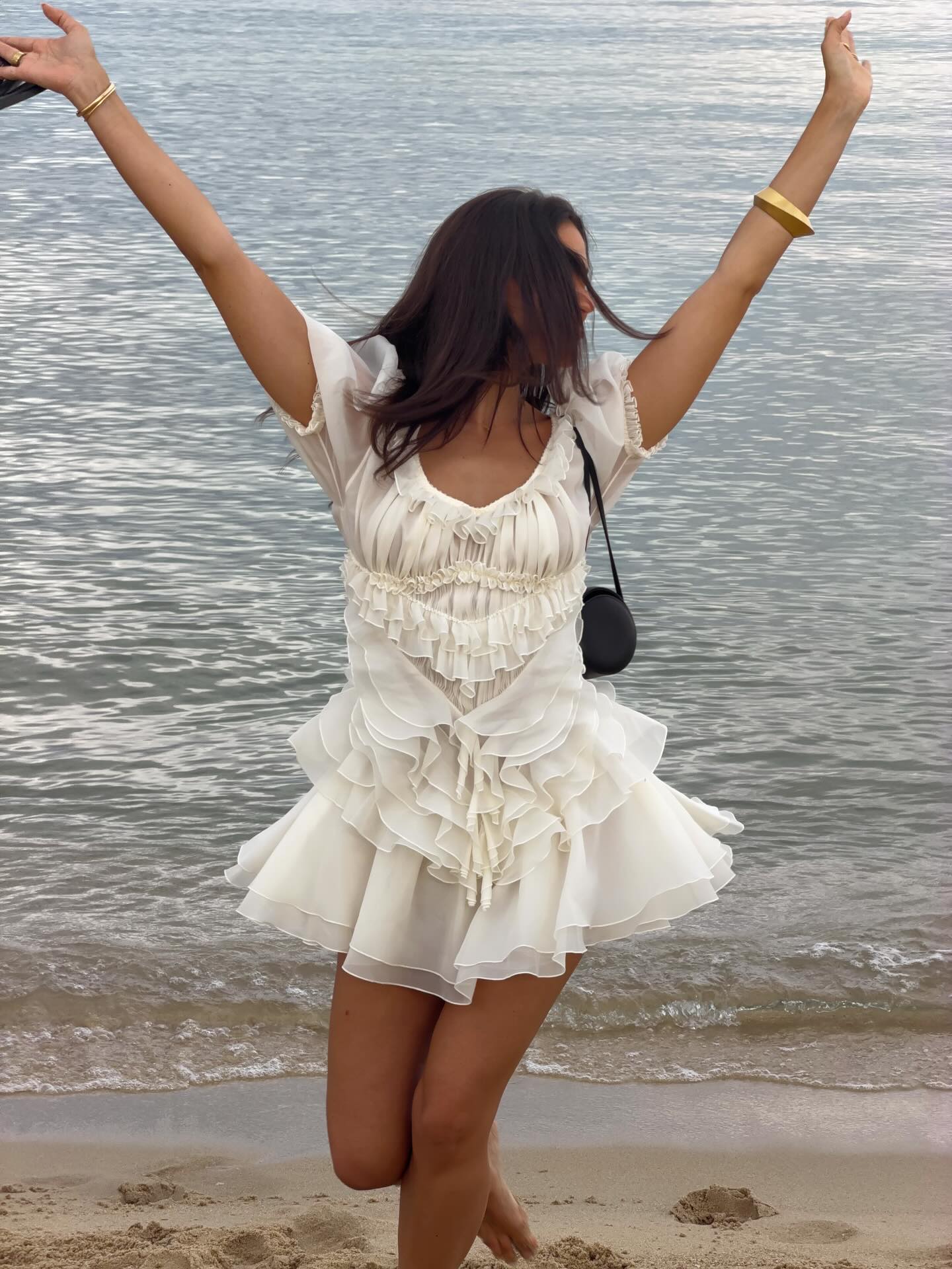 Ruffled Puff Sleeve Mini Dress