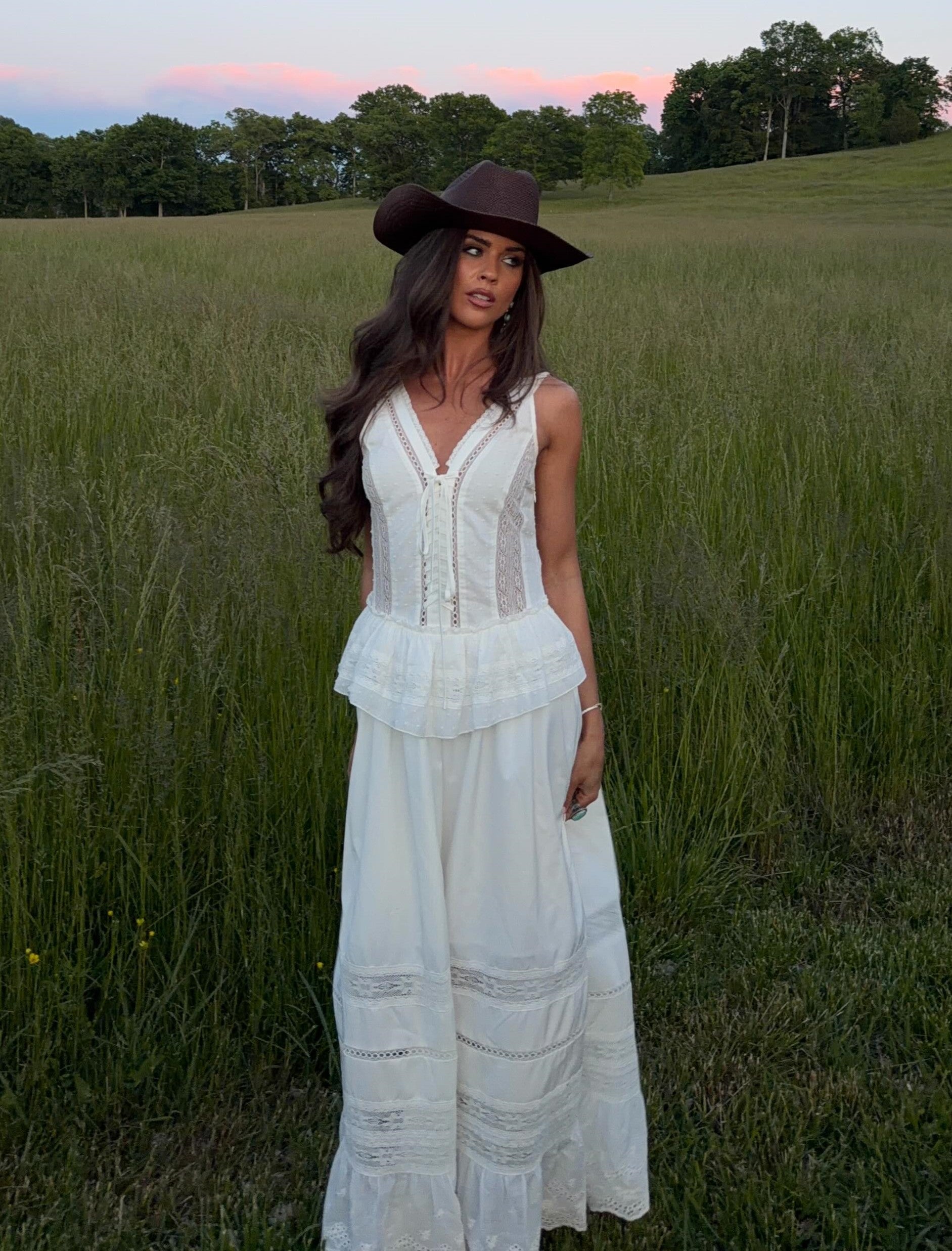 Lace Insert V-Neck Sleeveless Maxi Dress