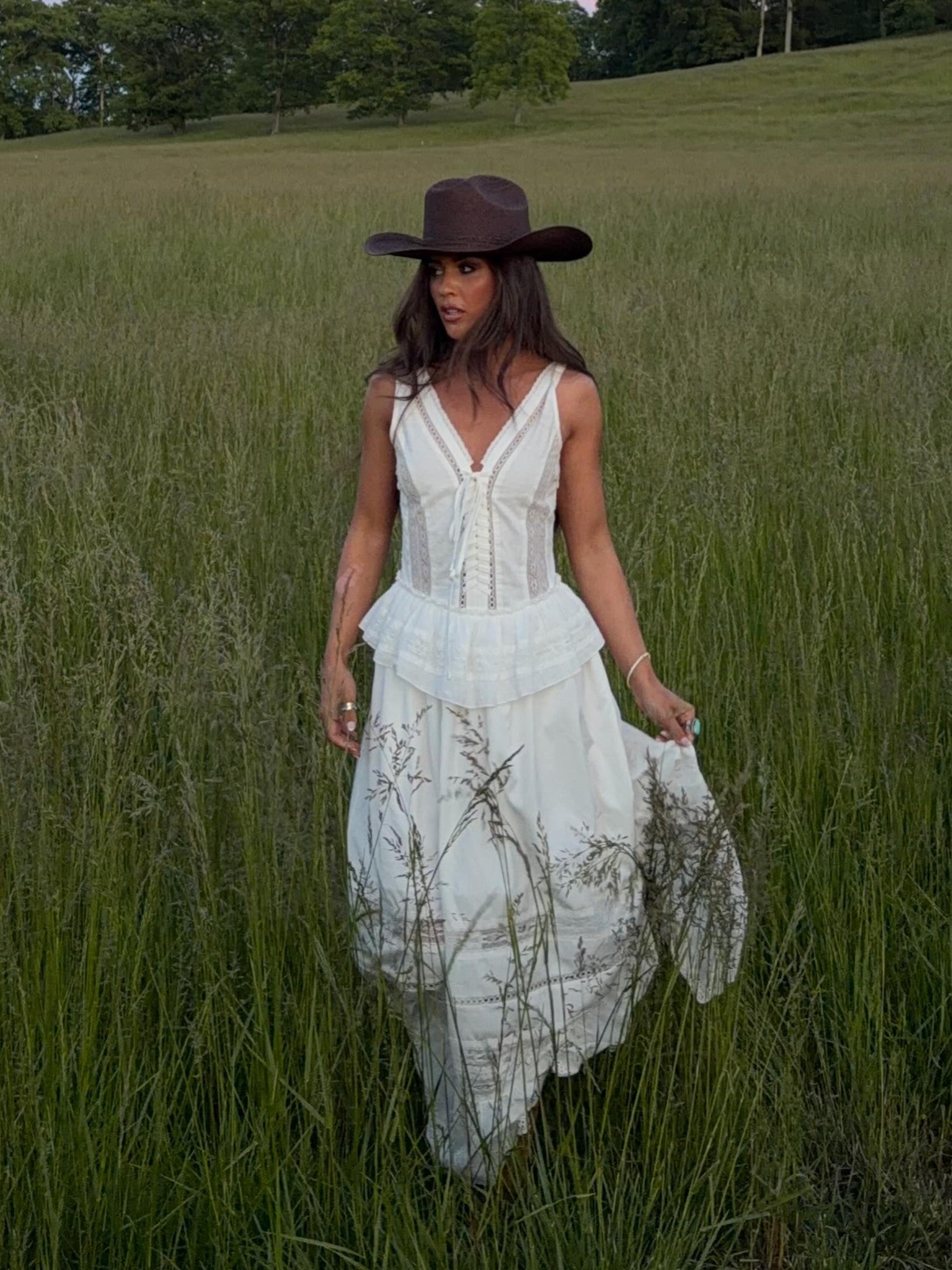 Lace Insert V-Neck Sleeveless Maxi Dress