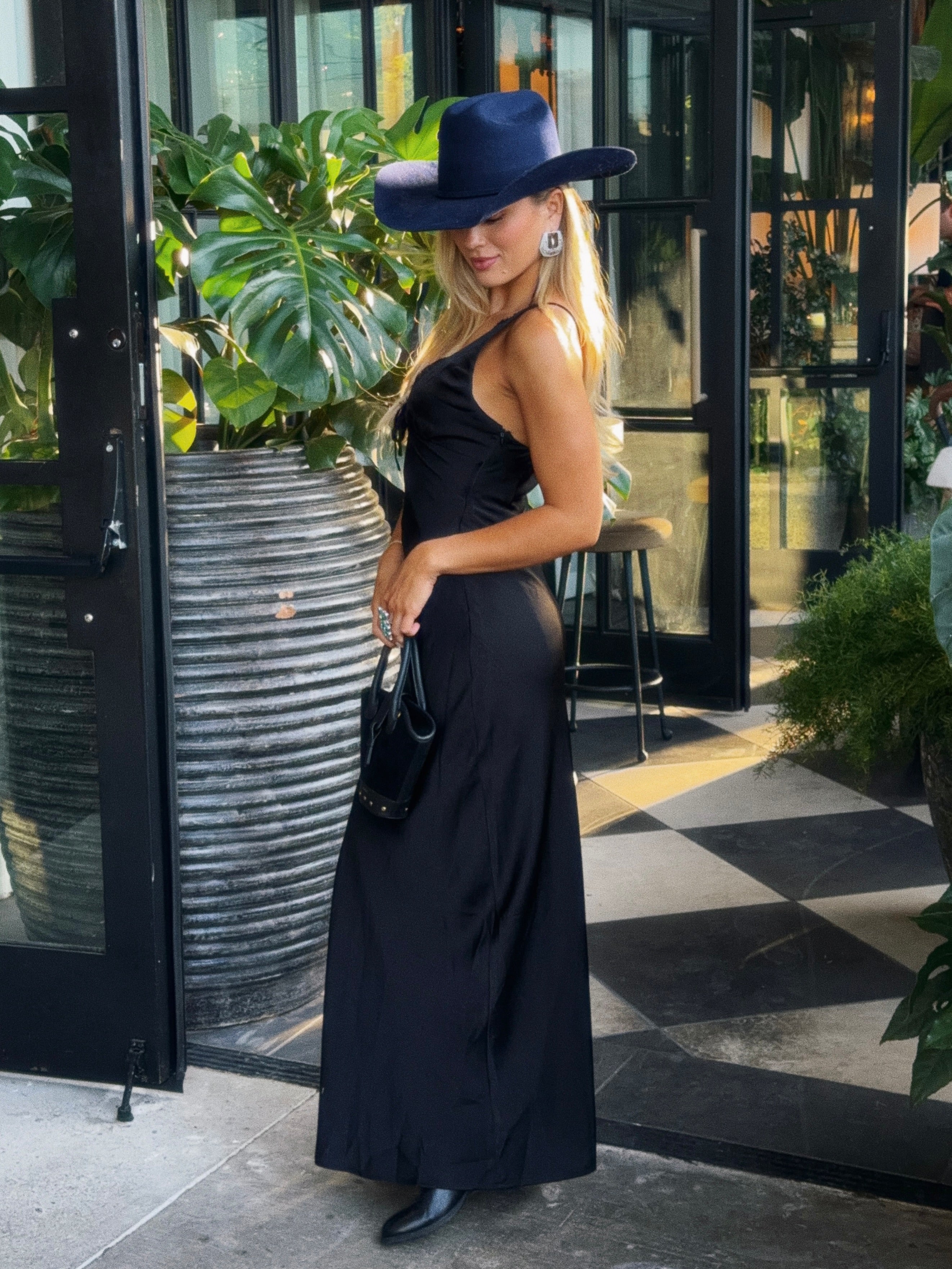 Lace Trim Satin Slip Maxi Dress