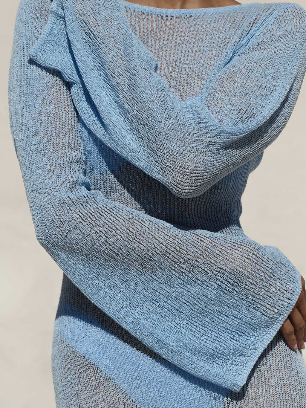 Sheer Knit Long Sleeve Maxi Dress