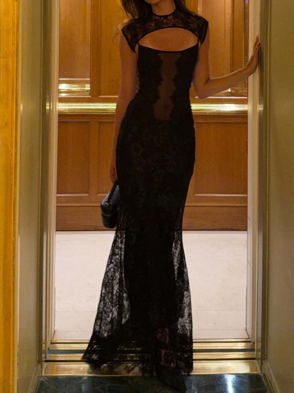 Sheer Lace Backless Spaghetti Strap Mermaid Dress