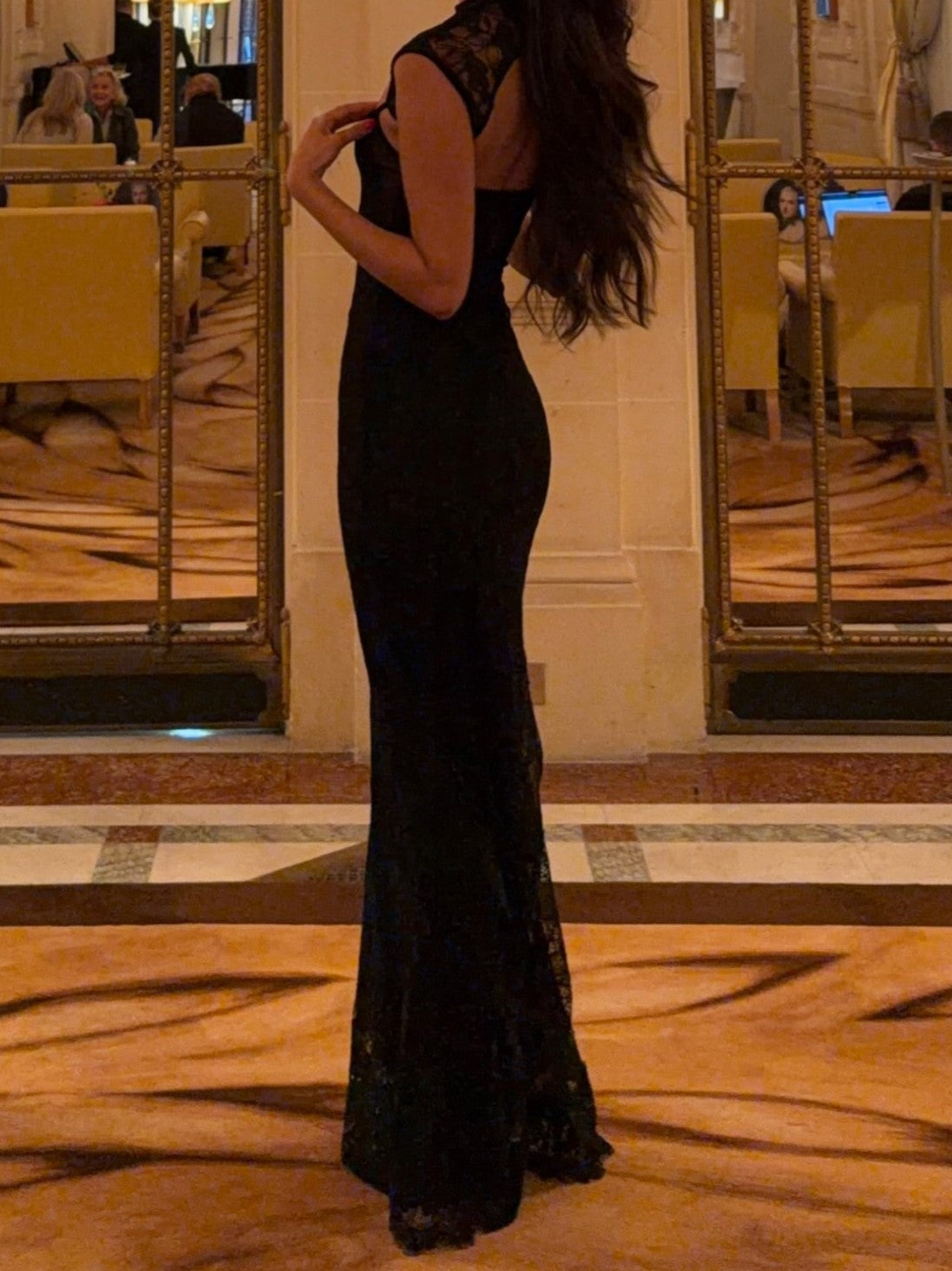 Sheer Lace Backless Spaghetti Strap Mermaid Dress