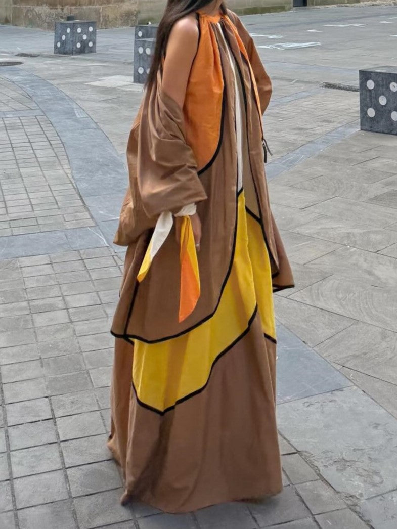 Color-Block Geometric Cut-Out Maxi Dress