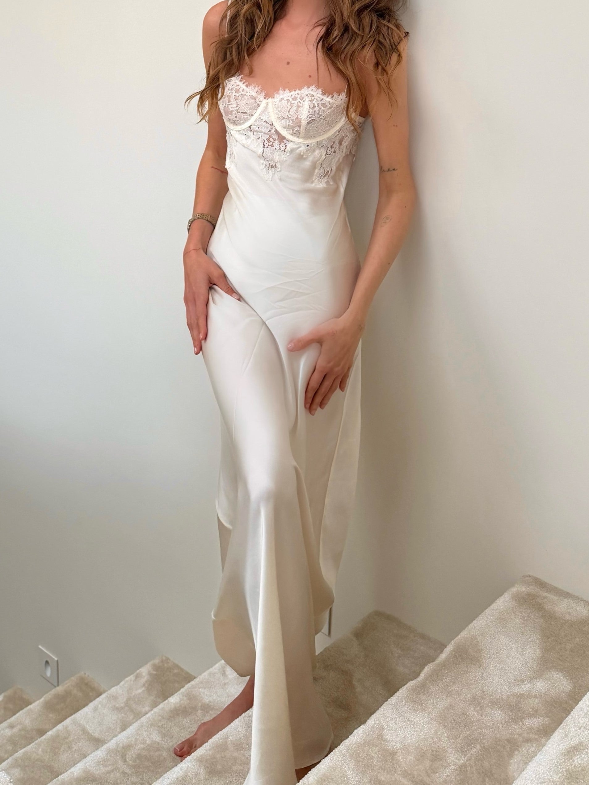 Ivory Lace Trim Slip Dress