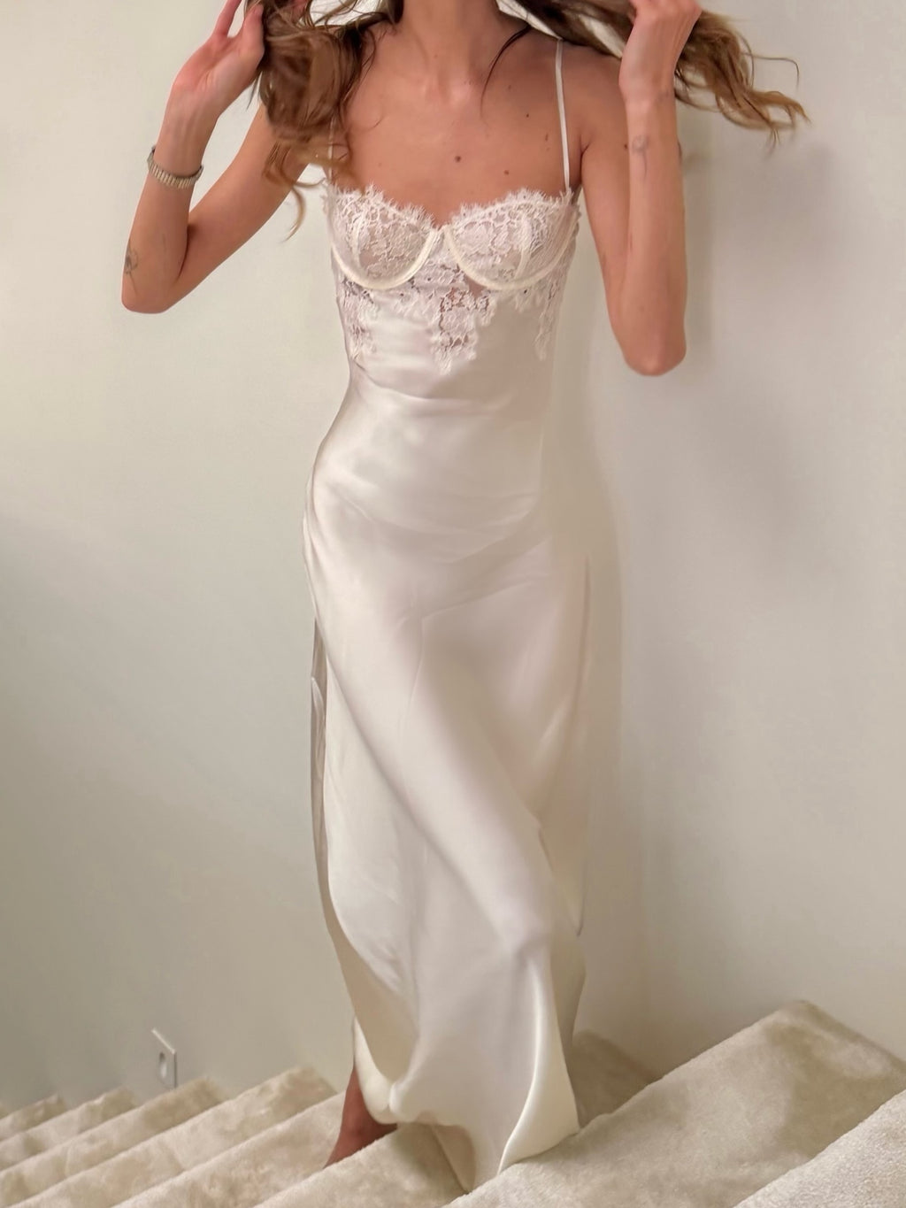 Ivory Lace Trim Slip Dress