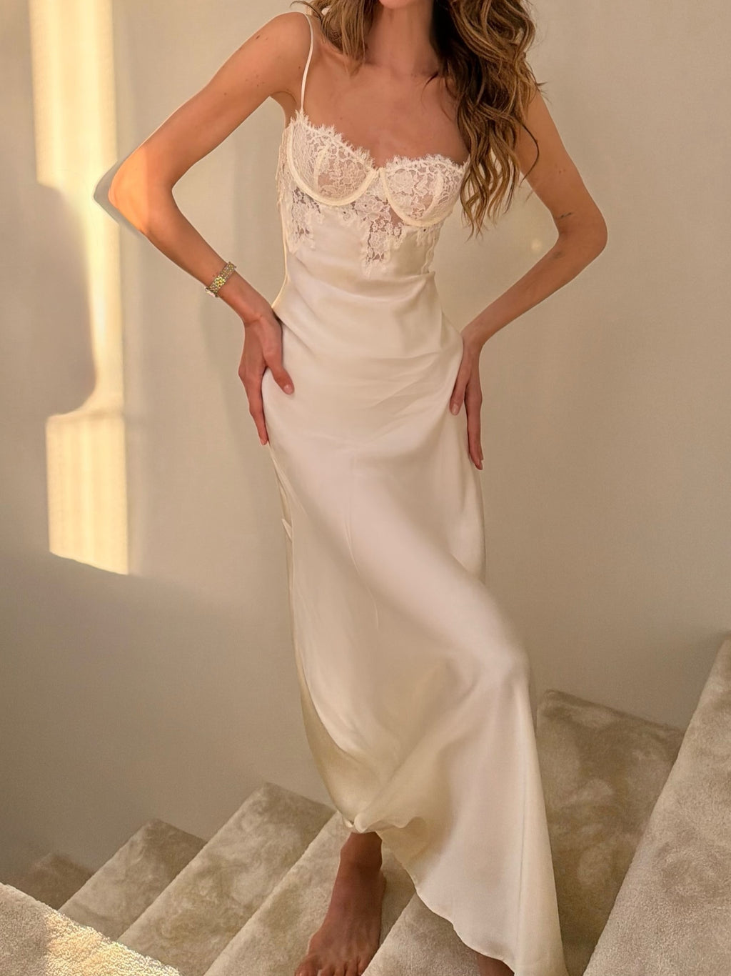 Ivory Lace Trim Slip Dress