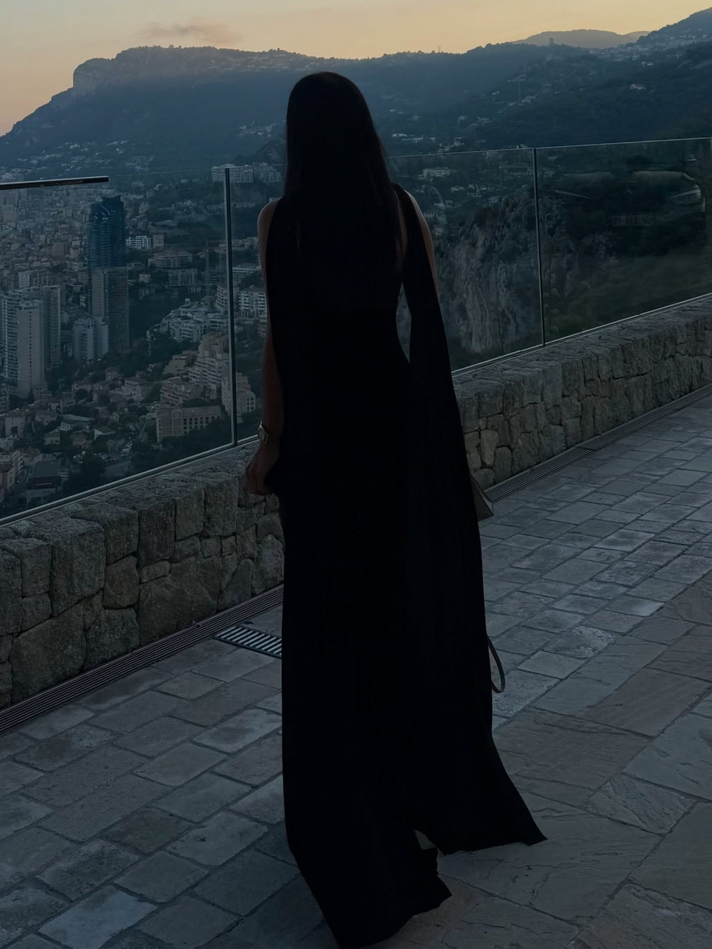 Black Cape Sleeve Cutout Maxi Dress