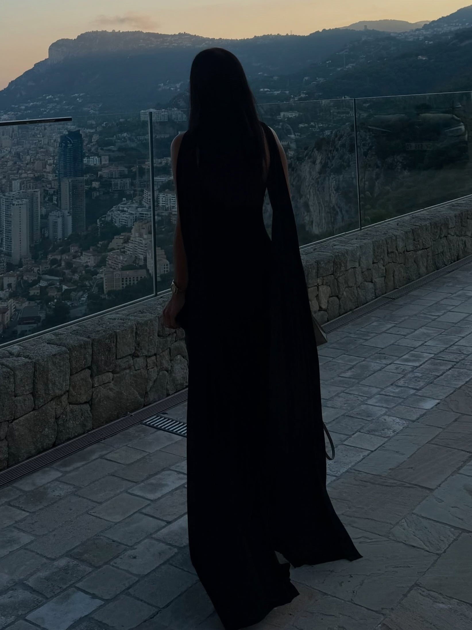 Black Cape Sleeve Cutout Maxi Dress