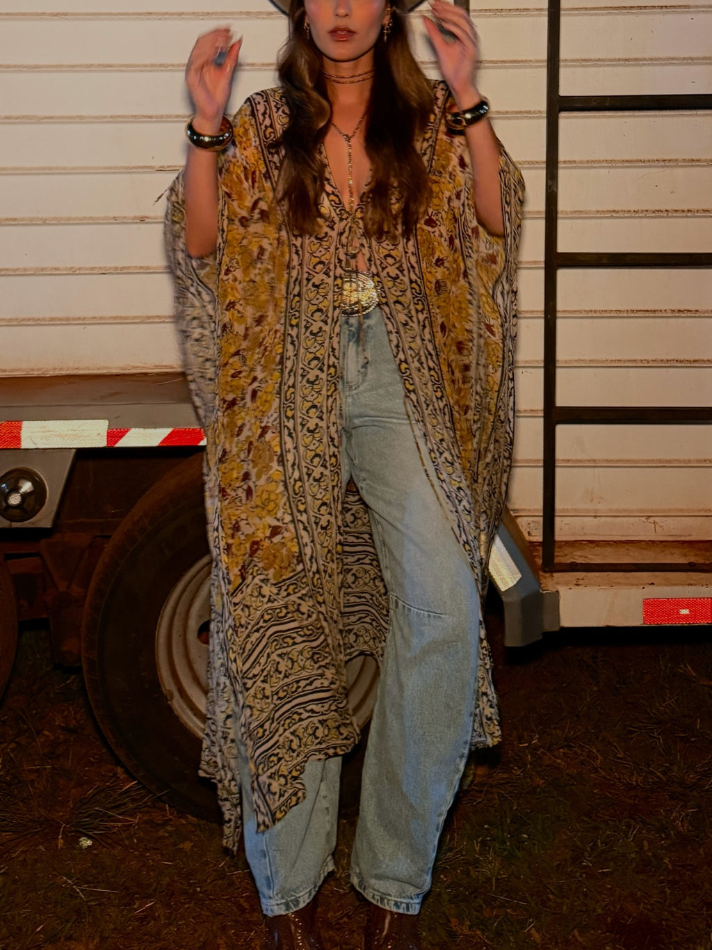 Multicolor Paisley Print Kimono