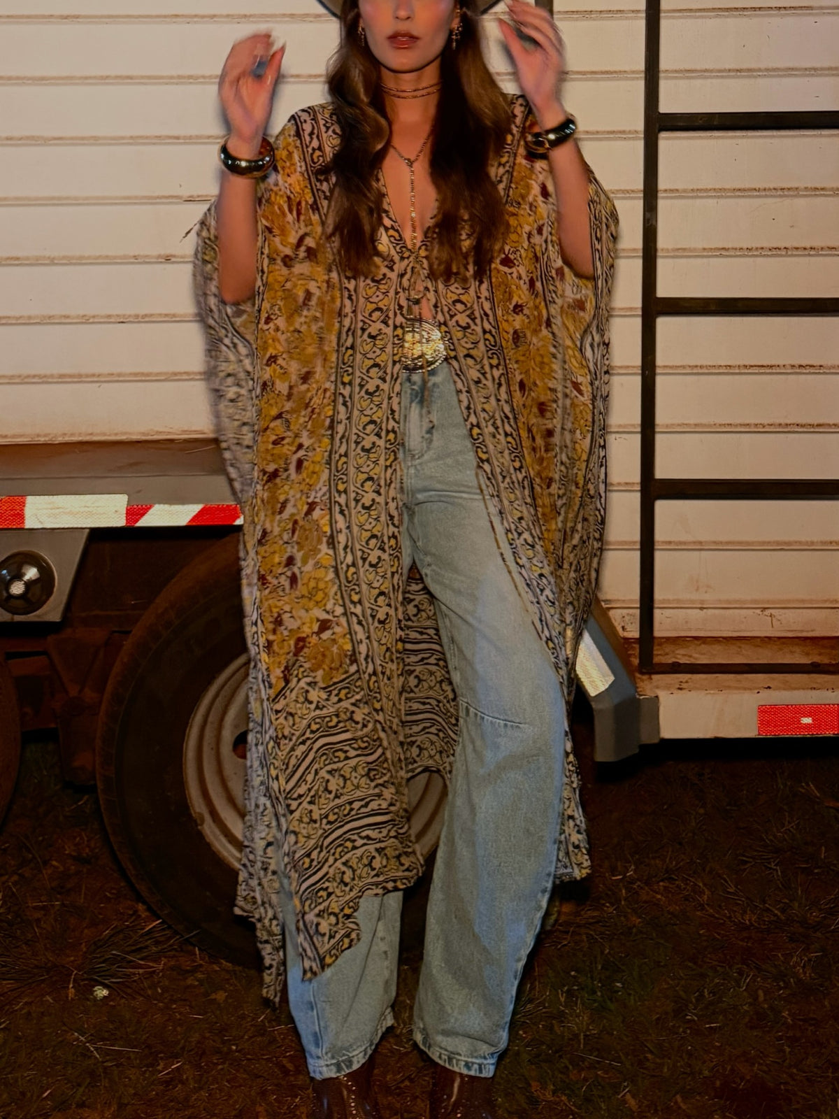 Multicolor Paisley Print Kimono