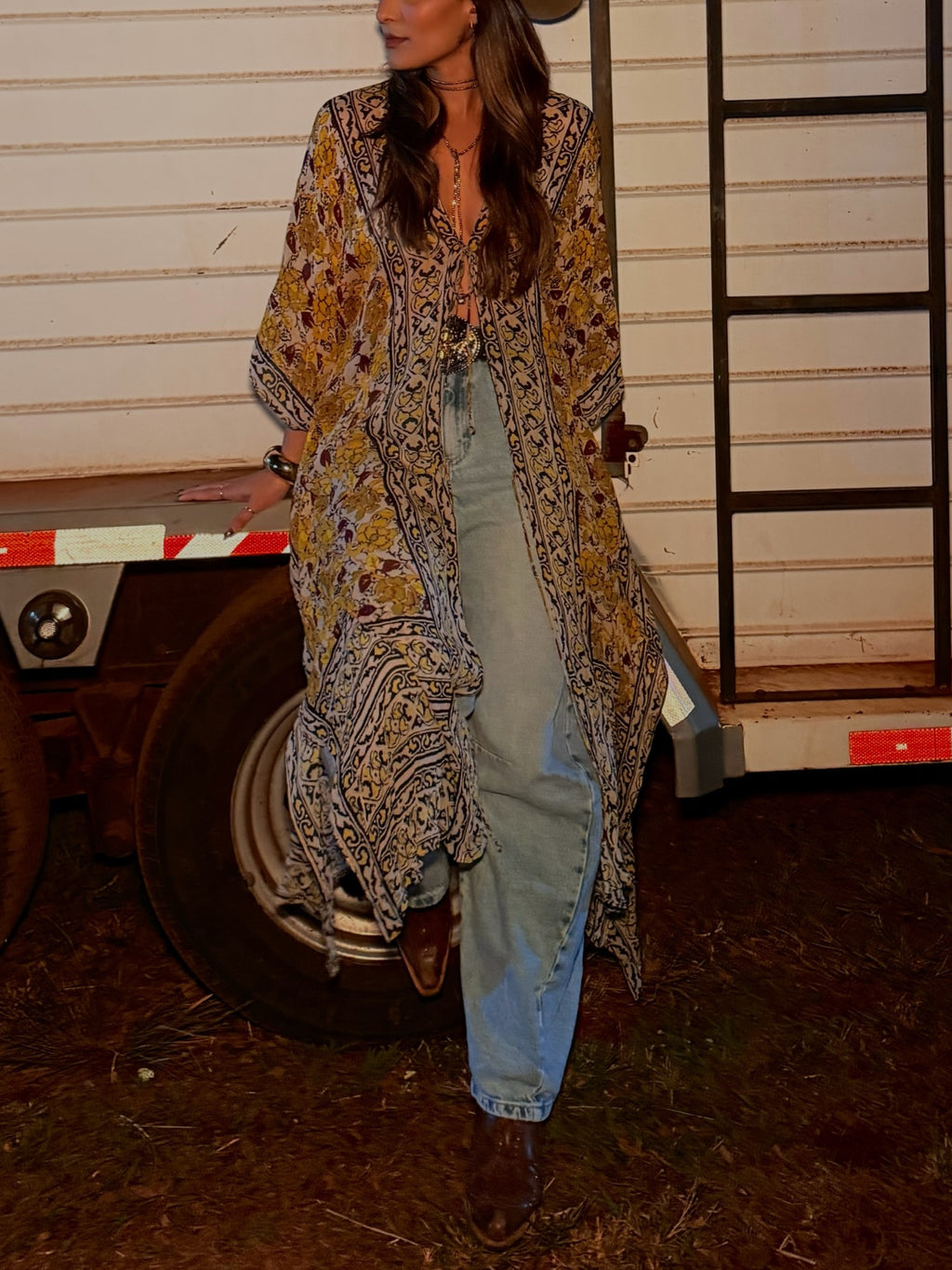 Multicolor Paisley Print Kimono