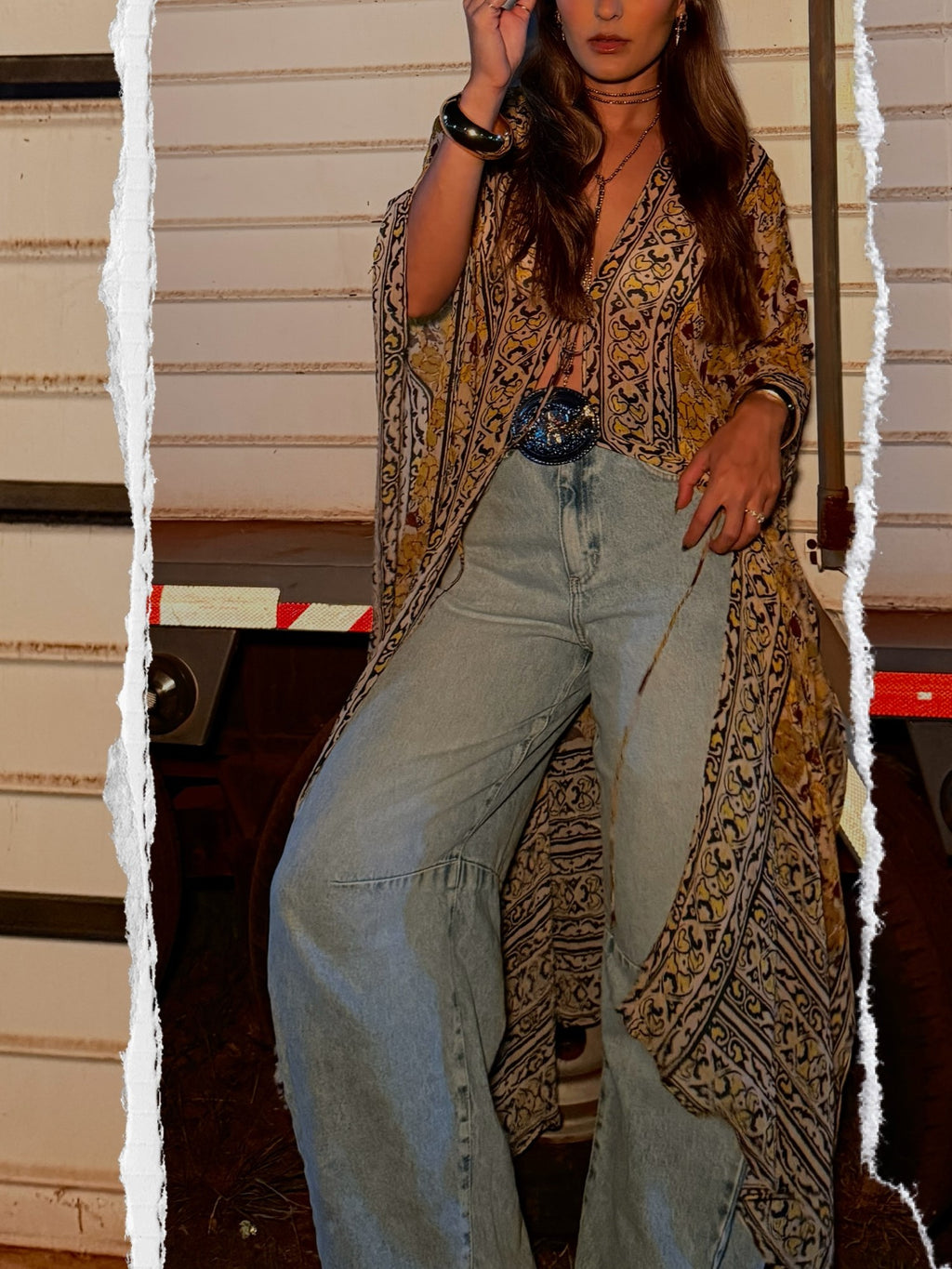 Multicolor Paisley Print Kimono