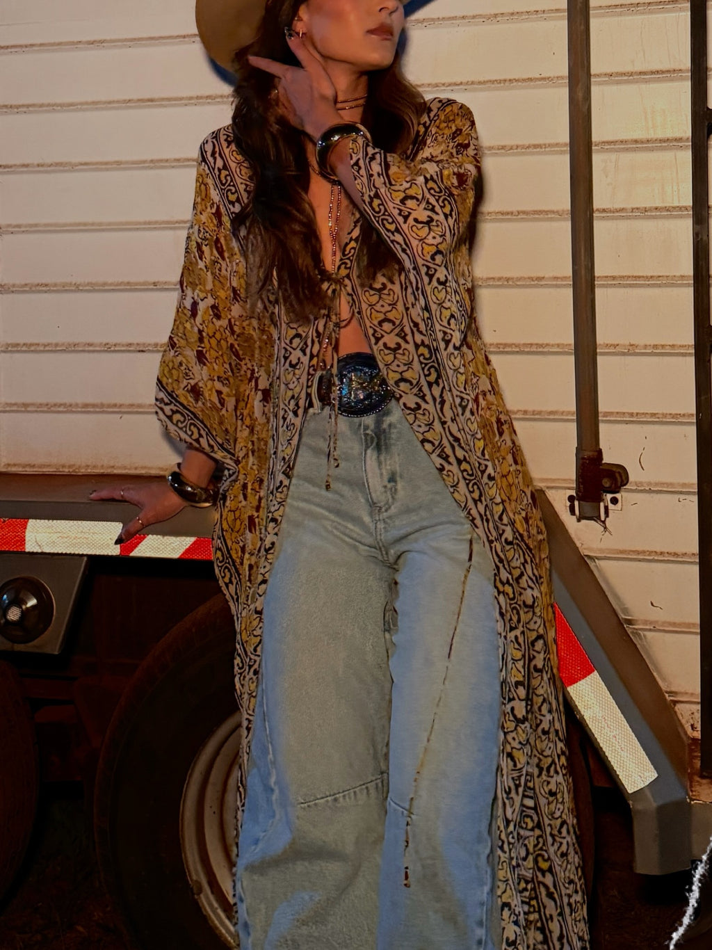 Multicolor Paisley Print Kimono
