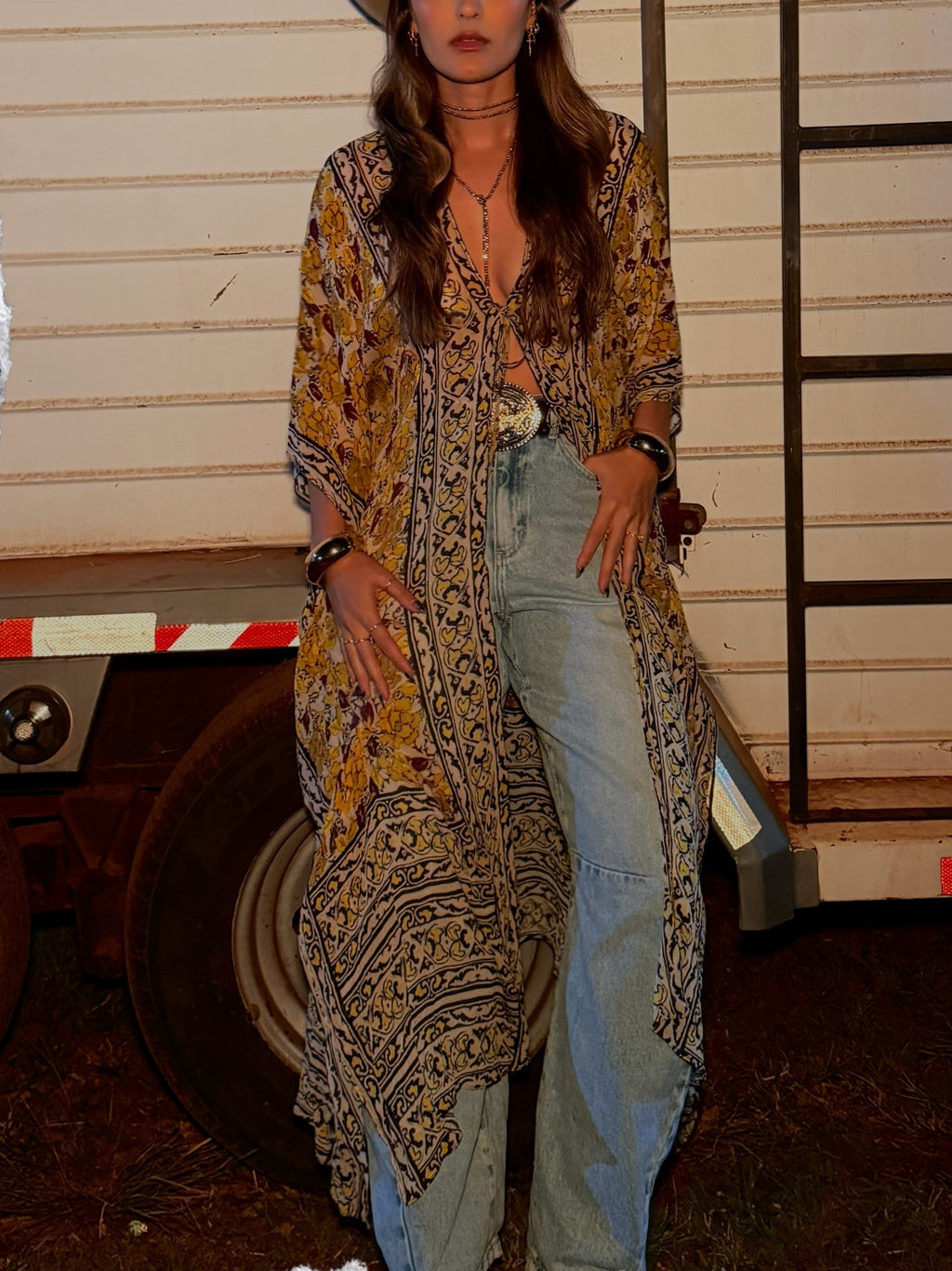Multicolor Paisley Print Kimono