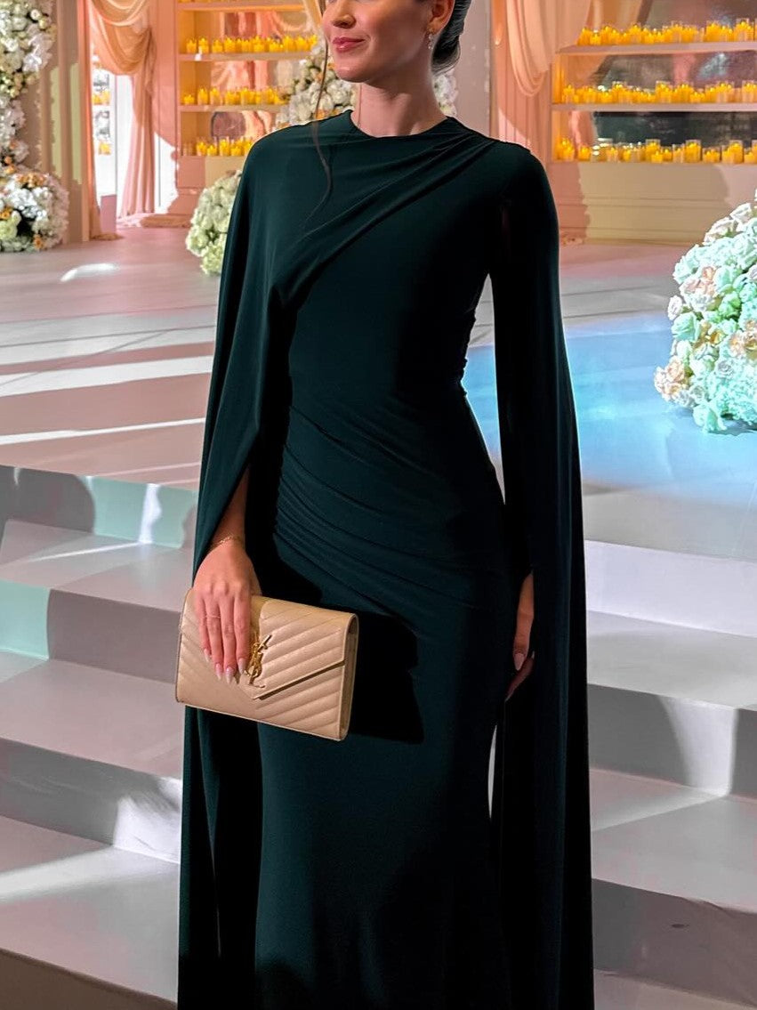 Black Cape Sleeve Maxi Dress