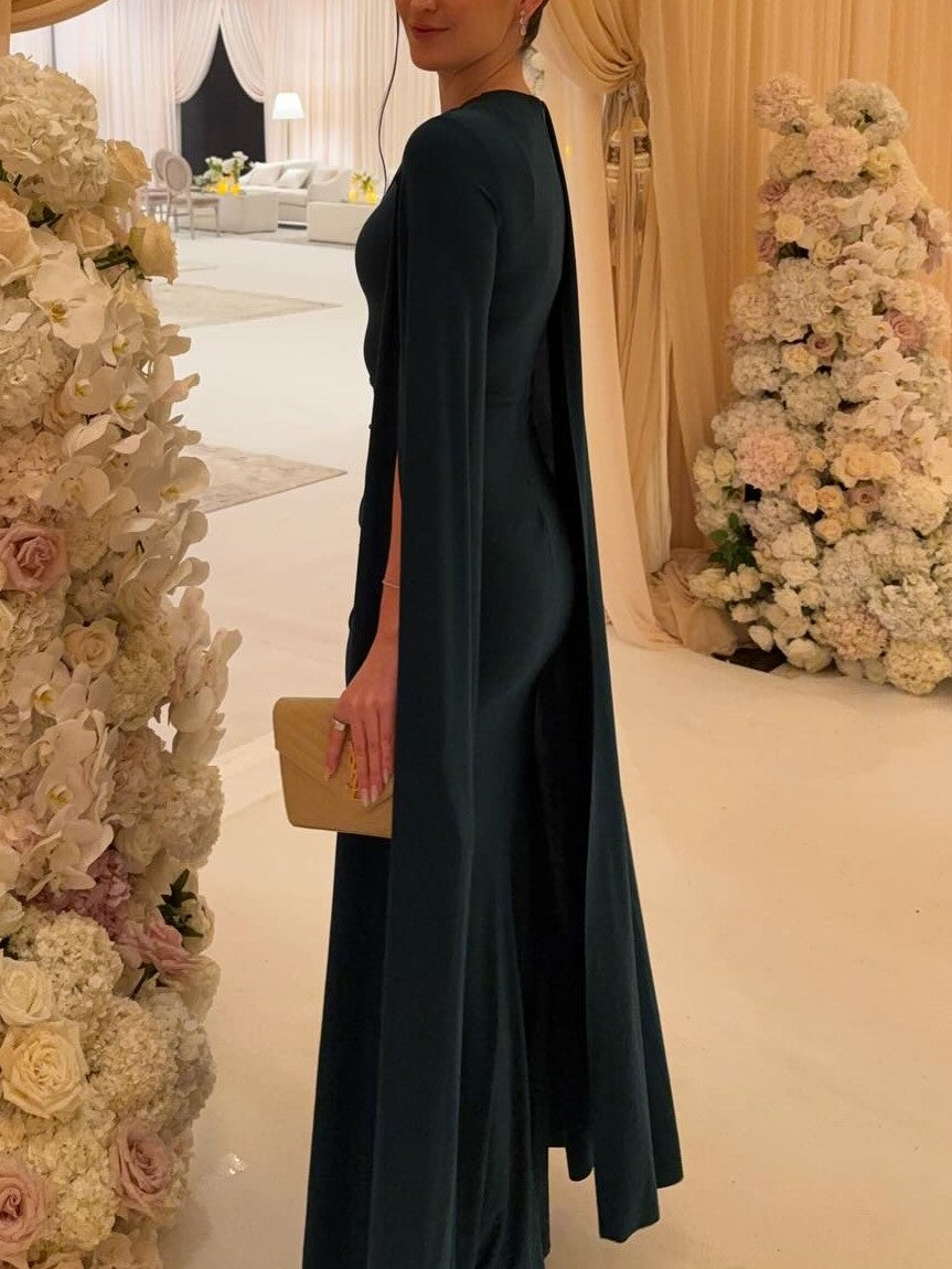 Black Cape Sleeve Maxi Dress